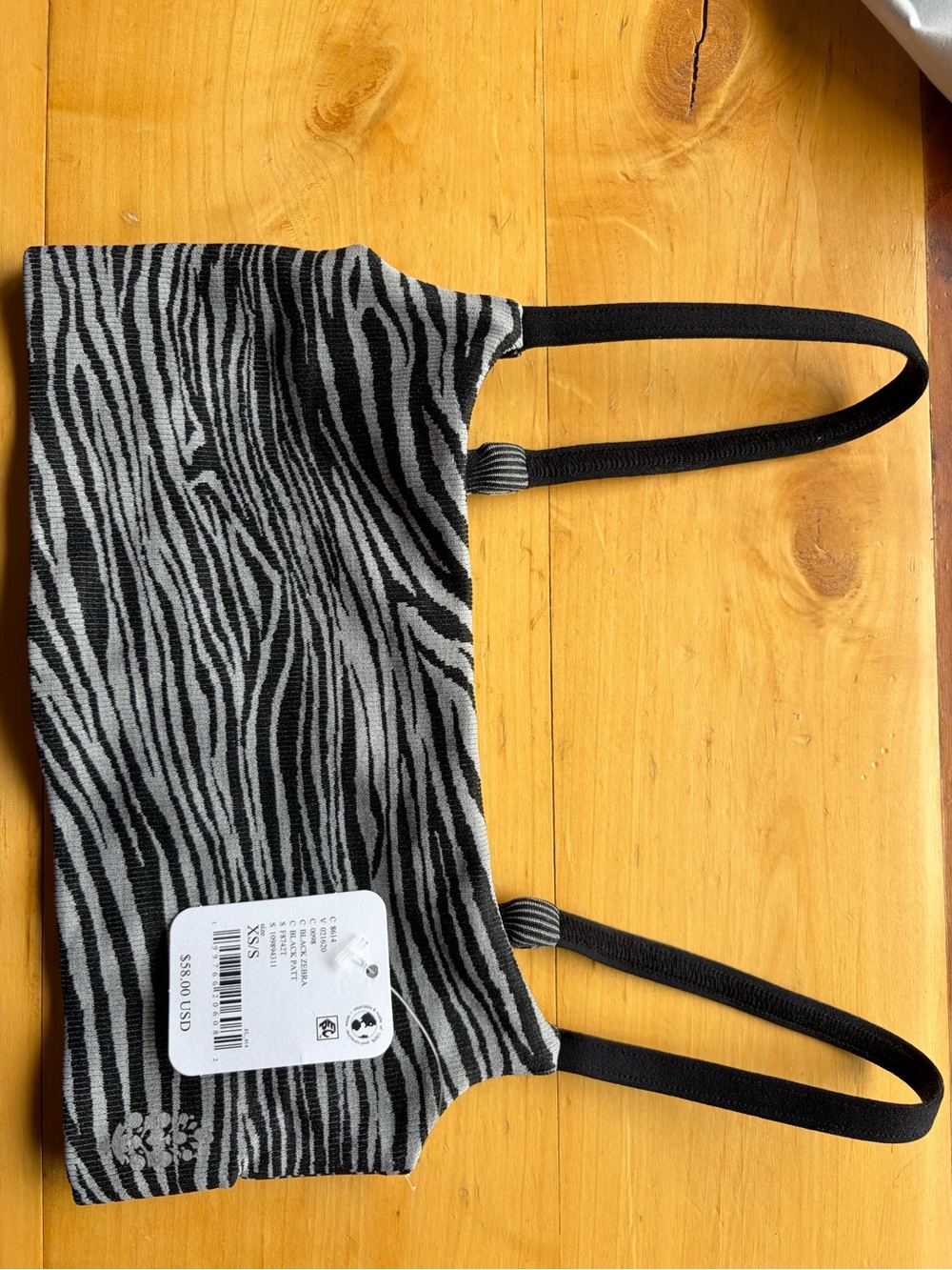Free people Zebra Print Grey and Black Bralette Top XS/S